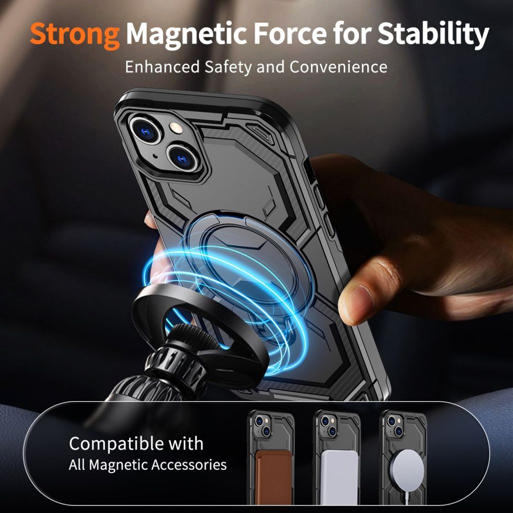 iPhone 13 Magnetic Ring Kickstand Case - Black