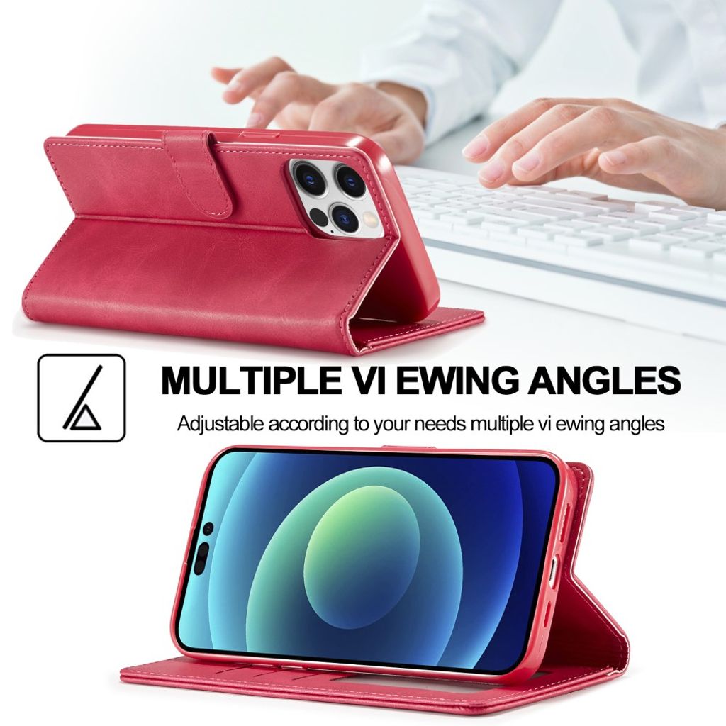 LC.IMEEKE iPhone 15 Pro Max Lommeboketui - Rød