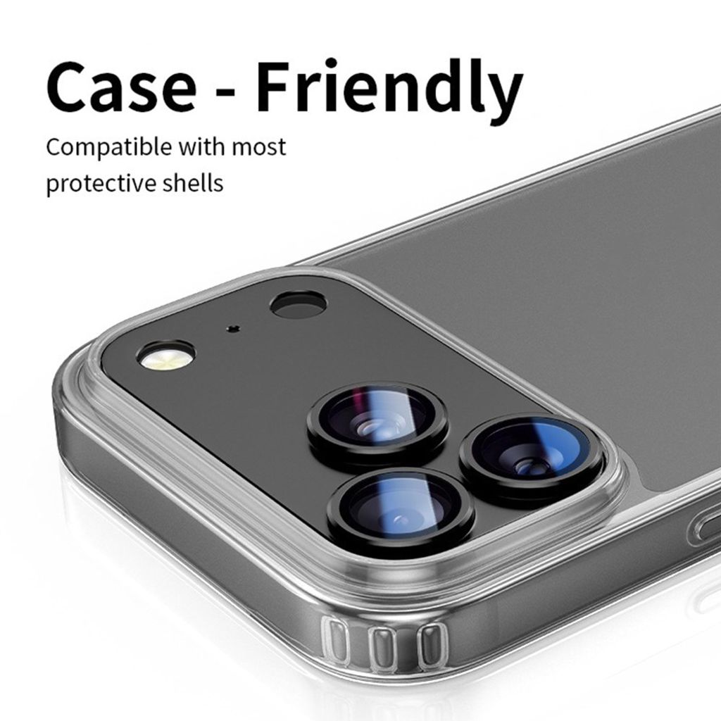 iPhone Air alumiiniseos ja karkaistusta lasista valmistettu linssisuoja - musta