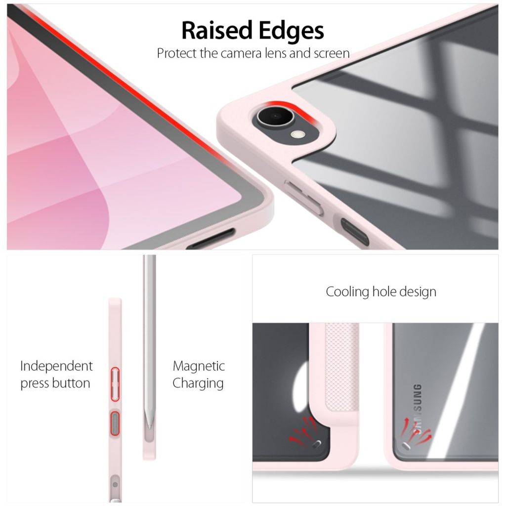 DUX DUCIS Samsung Galaxy Tab S12 Plus Tri-fold stativfodral - Ljusrosa