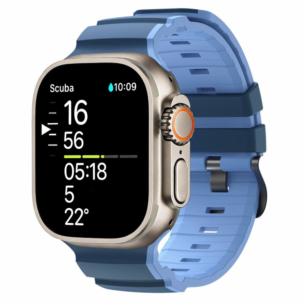 Apple Watch 49/46/44/42mm Tvåfärgat Klockarmband Silikon - Blå