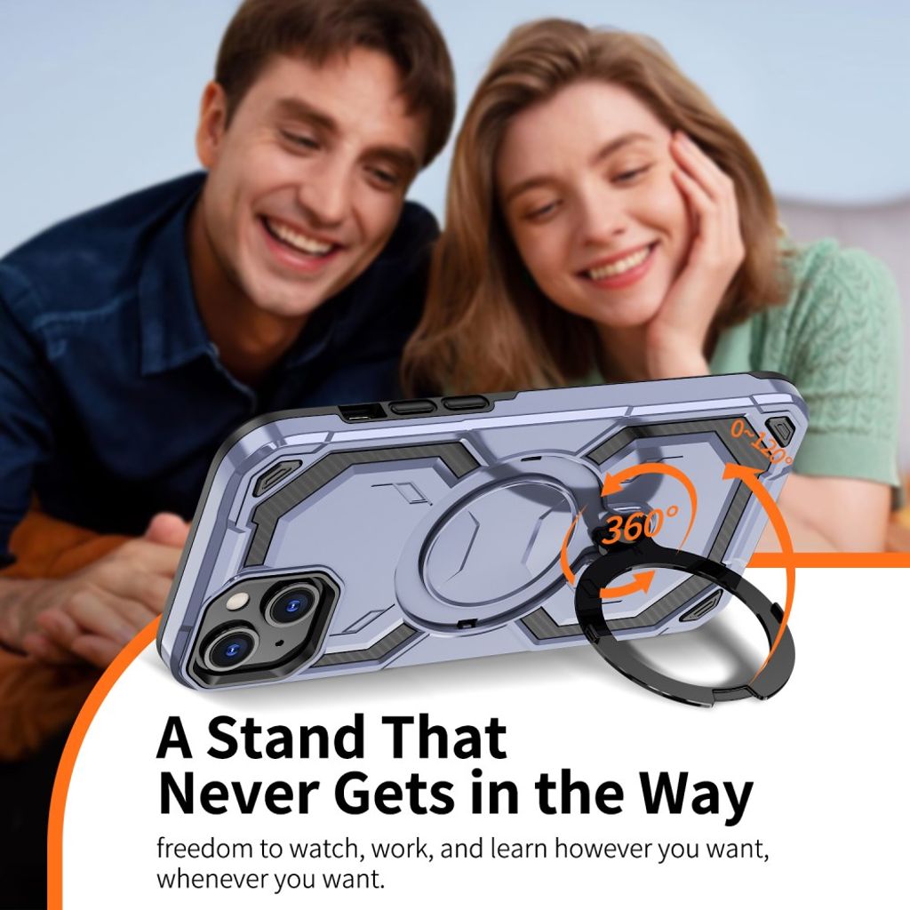 iPhone 15 Case MagSafe Ring Kickstand - Light Blue