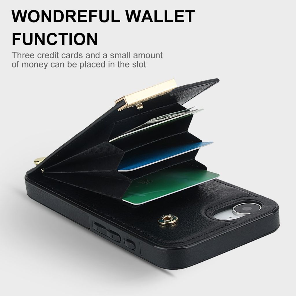 iPhone 16e Case with Card Holder - Black