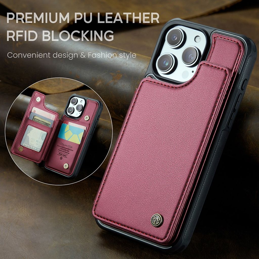 CASEME iPhone 15 Pro C22 RFID Blocking Lompakkokuori – Punainen