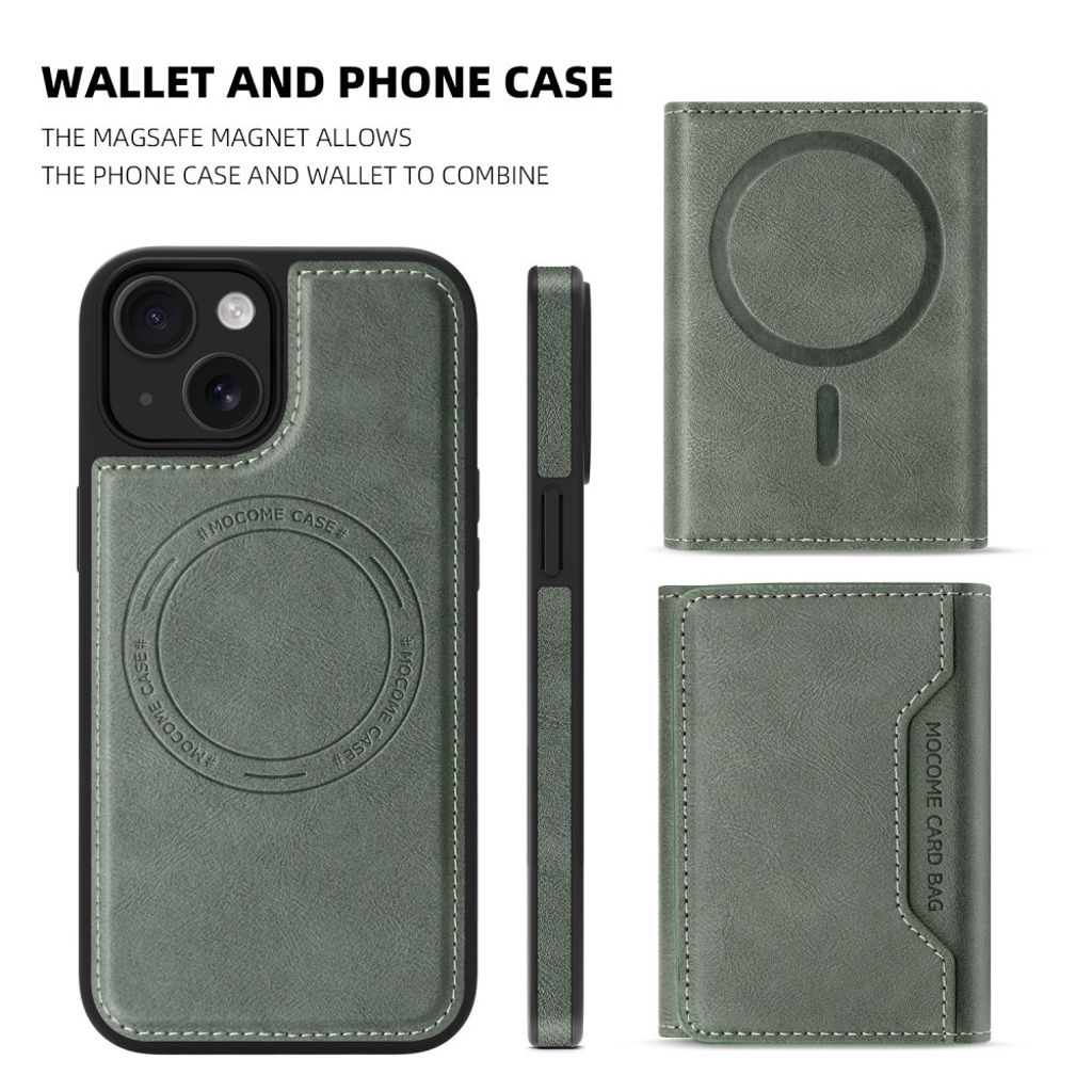 iPhone 15 Wallet Case MagSafe Compatible – Dark Green