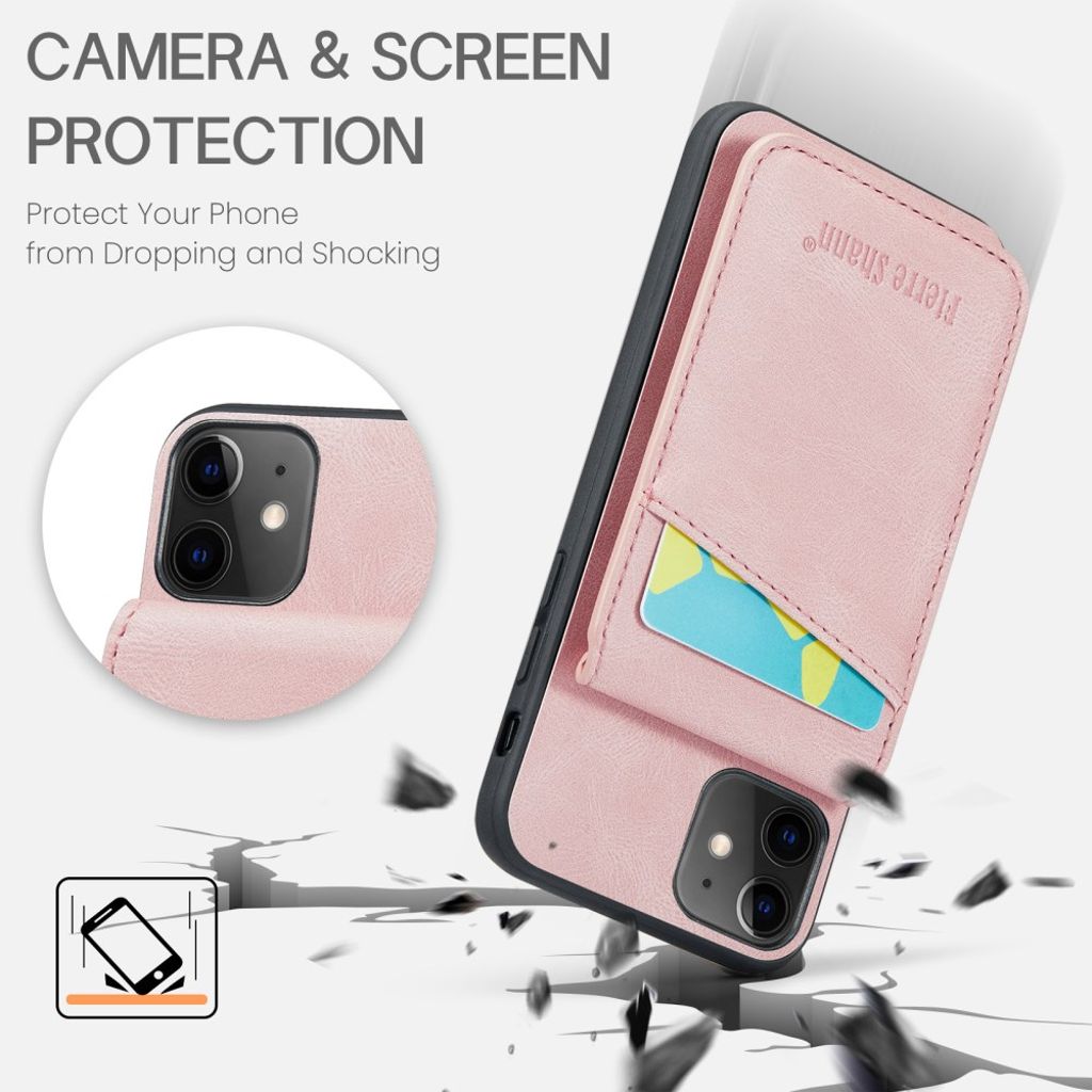 FIERRE SHANN iPhone 11 Skal med Kortfack - Rosa