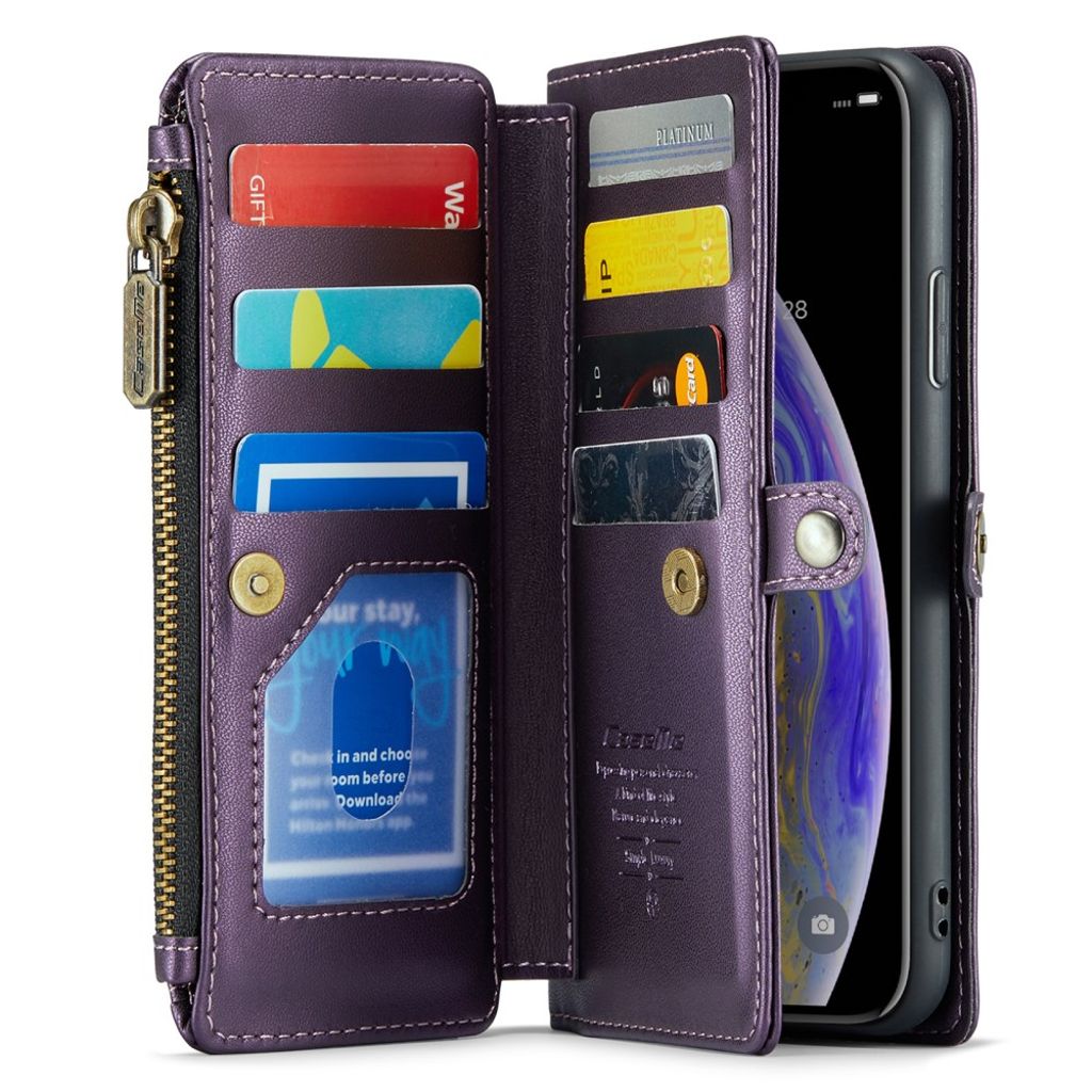 CASEME iPhone XS Max Pungetui m.fl. Stativ & RFID – Lilla