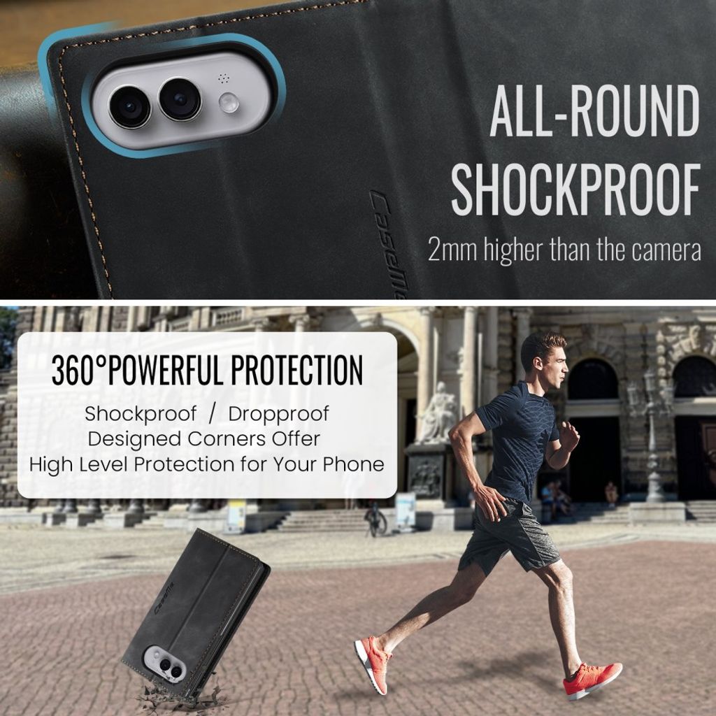 CASEME iPhone Duo Lompakkokotelo PU-nahkaa - Musta