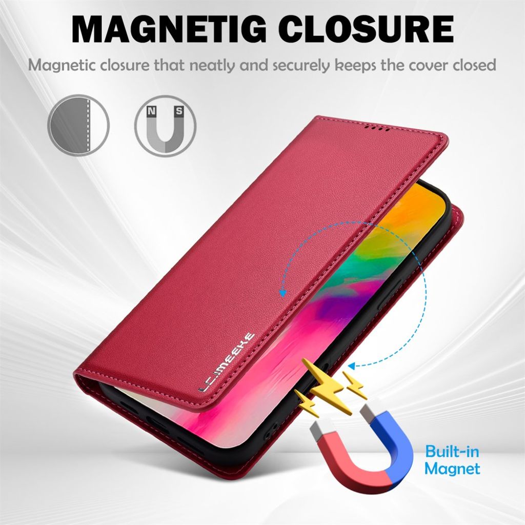 LC.IMEEKE iPhone 17 lompakkokotelo - vaaleanpunainen