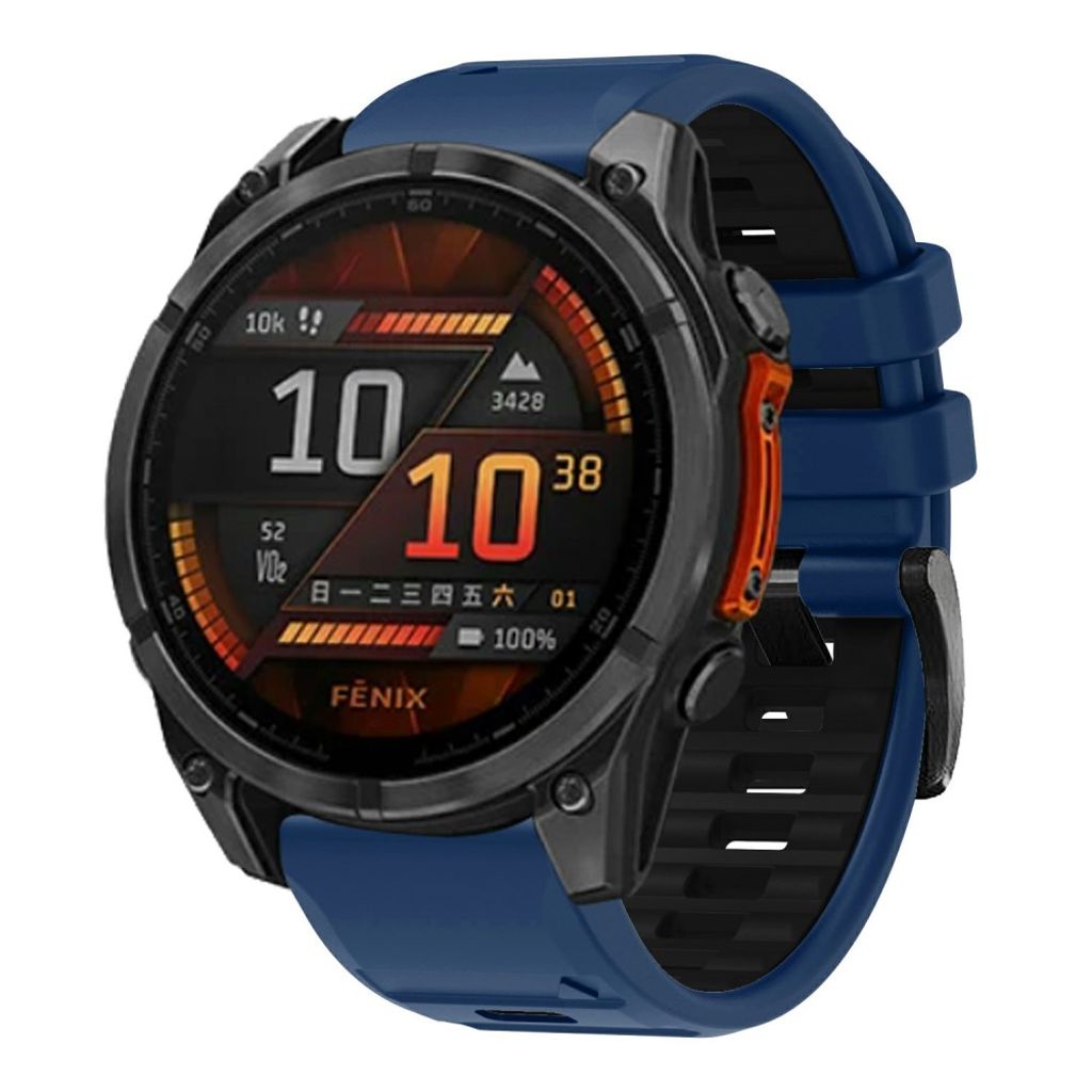 Garmin Fenix 8/Fenix E/Quatix 7 Pro osv. Klokkereim Silikon – Blå/Svart