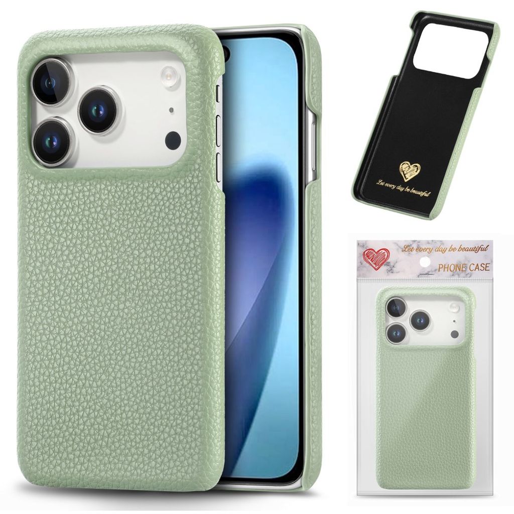 iPhone 17 Pro Max Deksel PU-lær Litchi-struktur – Grønn