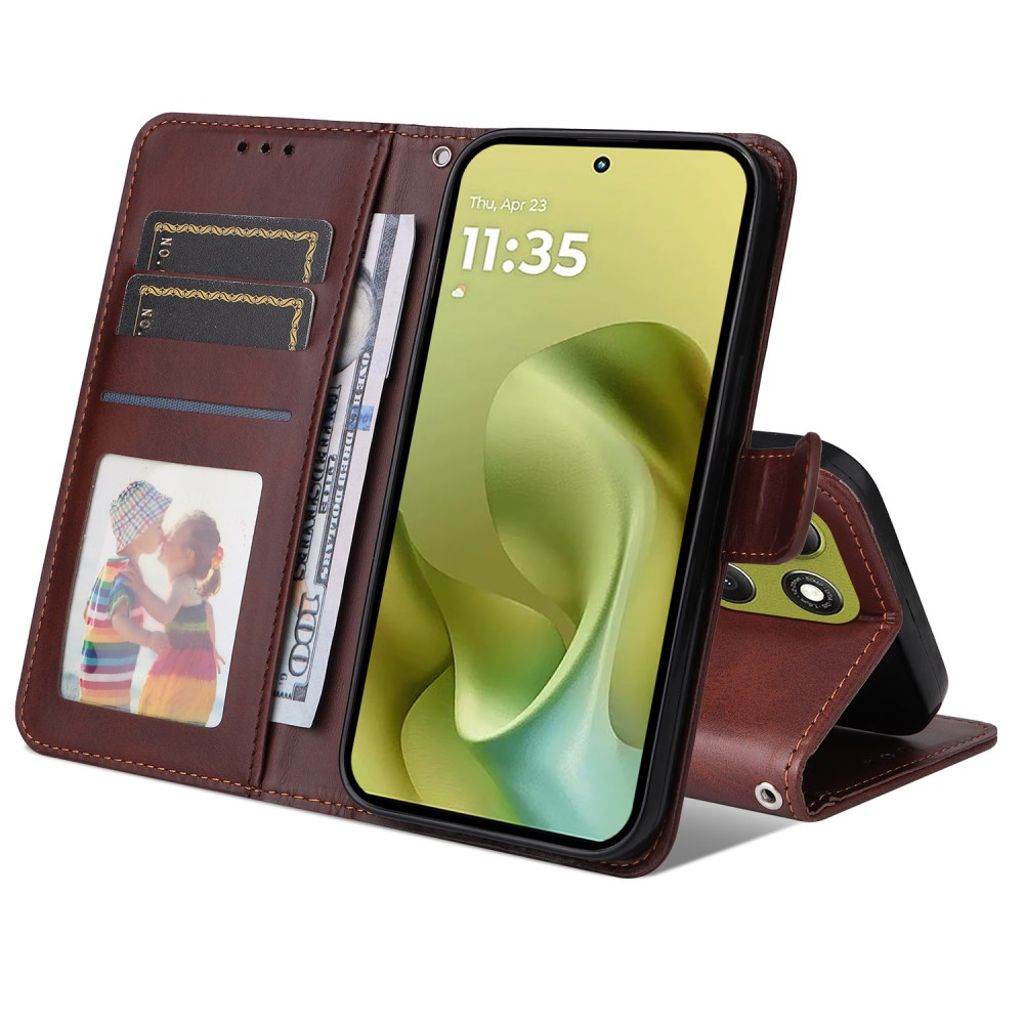 Motorola Moto G86 Power 5G/G86 5G Wallet Cover with Stand – Brown