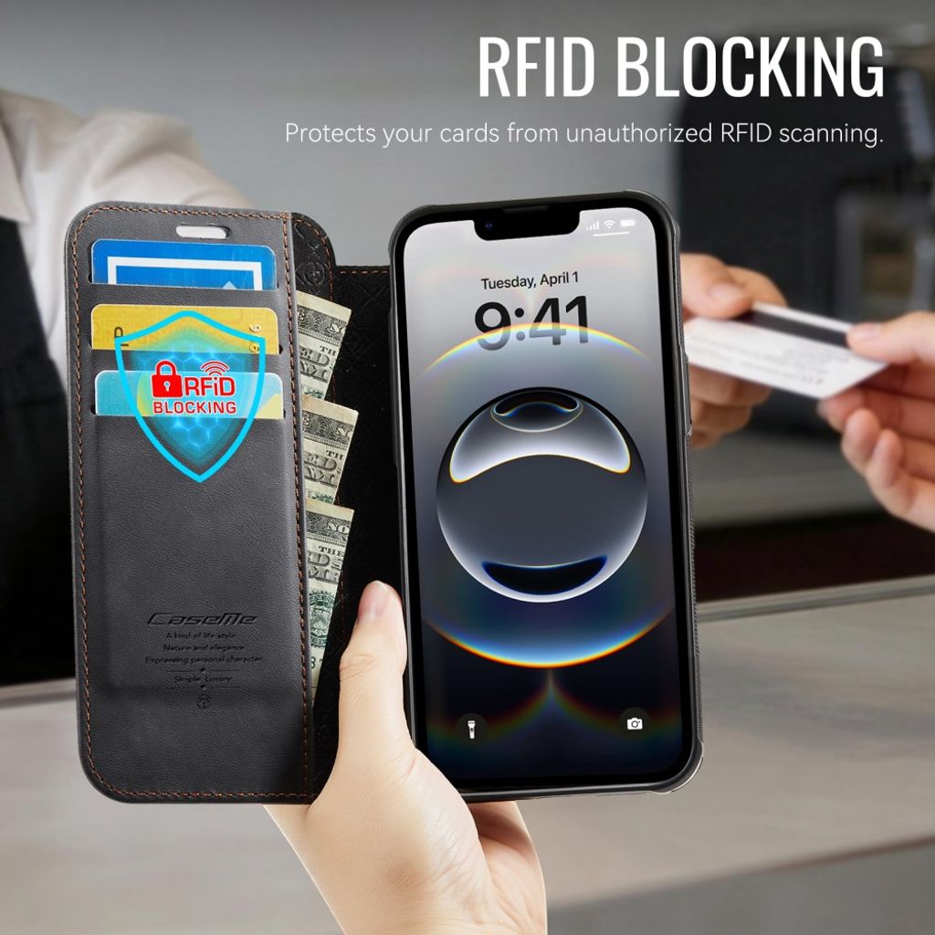 CASEME 053 iPhone 16e/iPhone 17e Lommeboketui MagSafe RFID Blokkerende - Svart