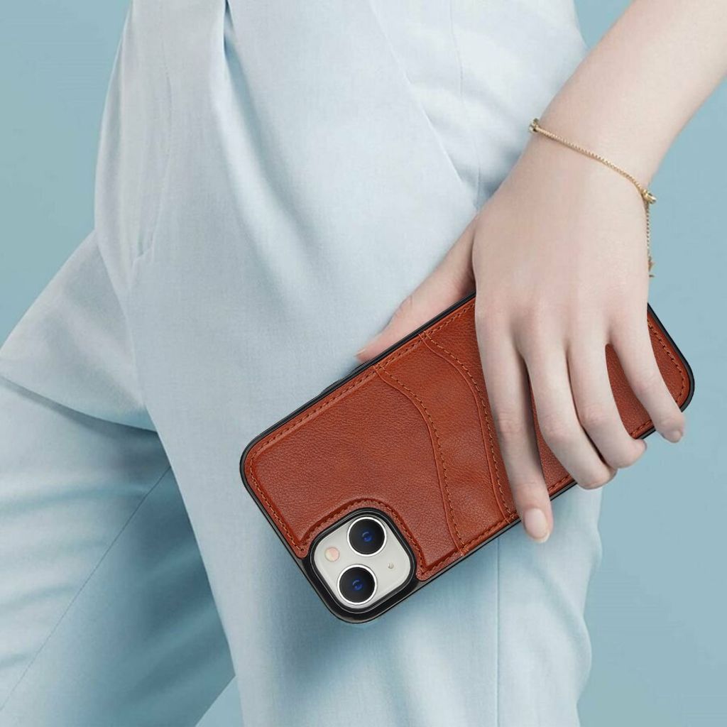 iPhone 13 mini Skal med Korthållare – Brun