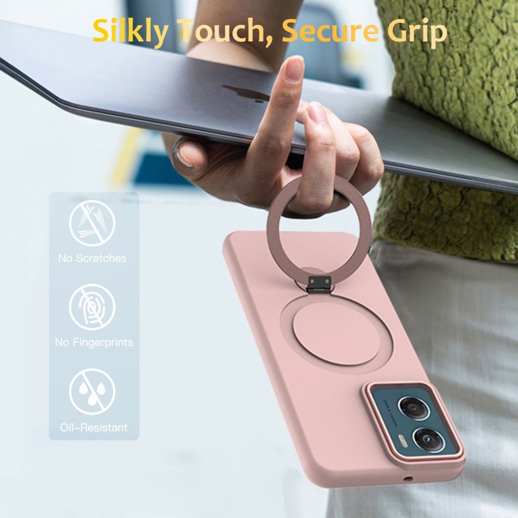 Motorola Moto G06 Power 4G/G06 4G Deksel MagSafe & Roterende Ring - Rosa