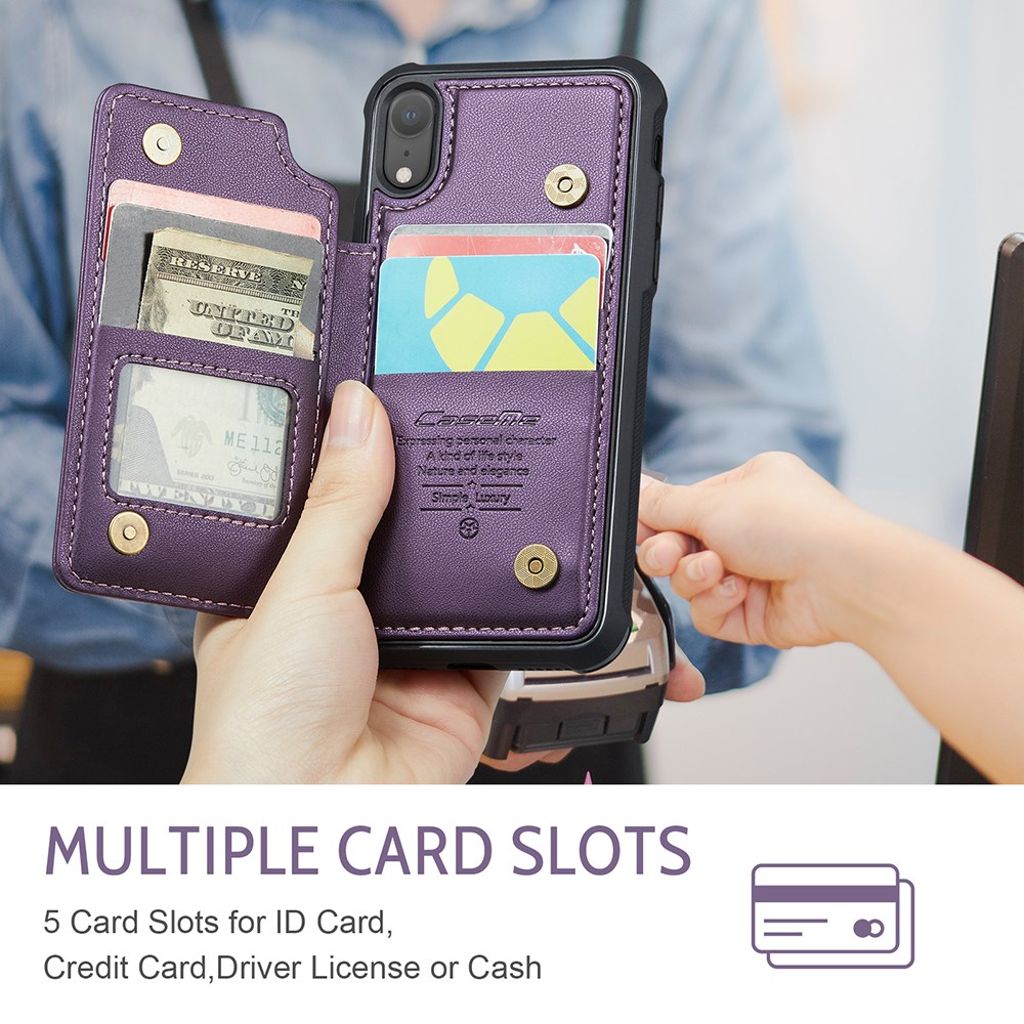 CASEME iPhone XR Plånboksskal med Kortfack & RFID-blockering – Lila