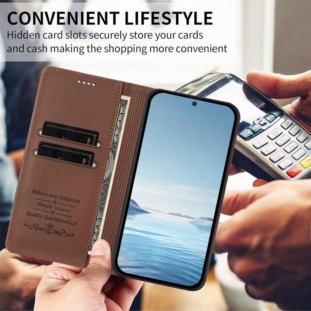 iPhone 18 Pro/17 Pro Lompakkokotelo PU nahka - Ruskea