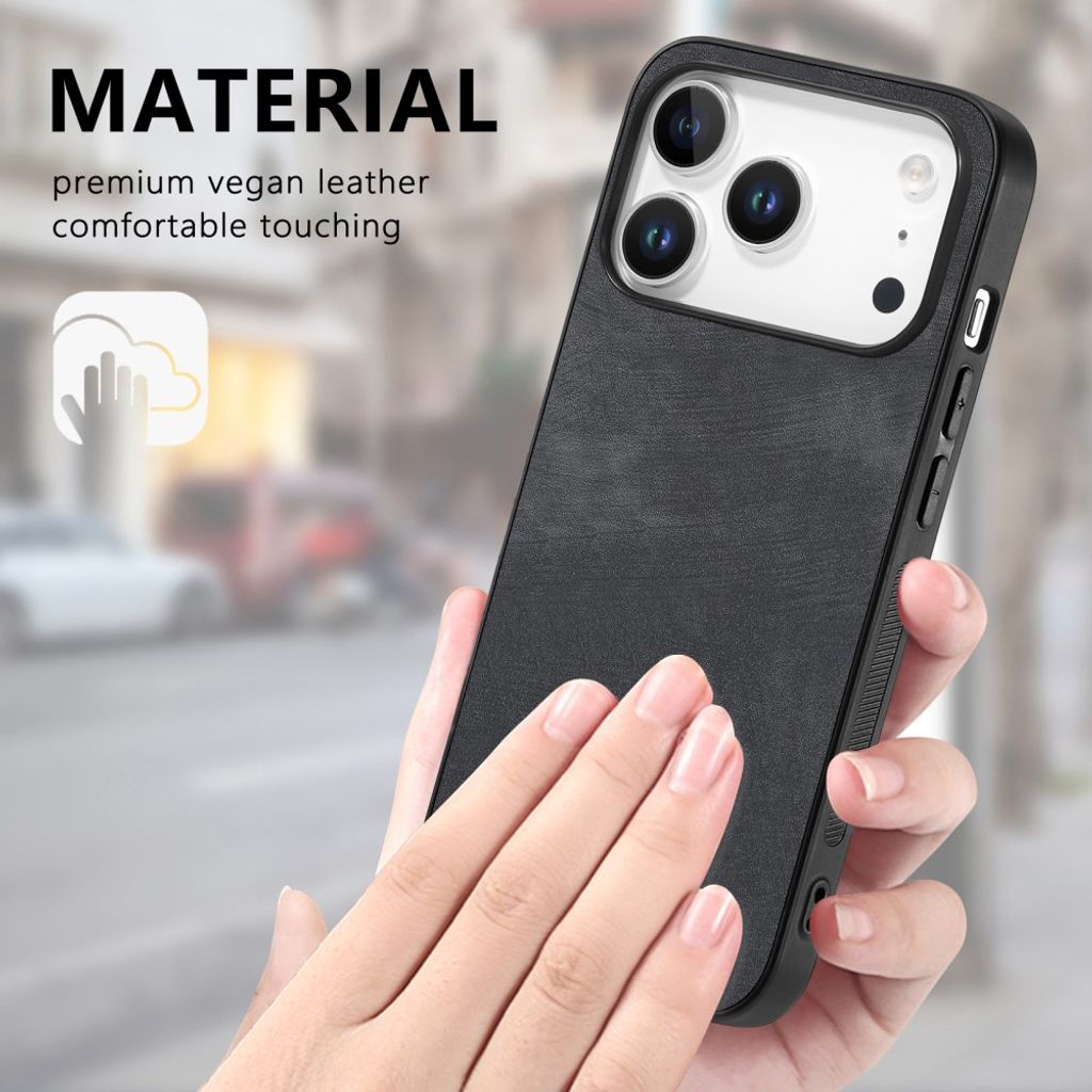iPhone 18 Pro Max/17 Pro Max Kuori PU-nahkaa - Musta