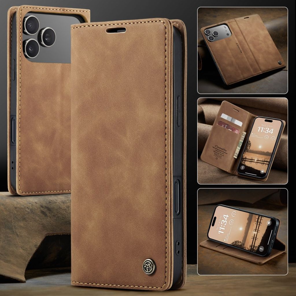 CASEME iPhone 17 Pro Max Lommeboketui med Kortspor - Brun