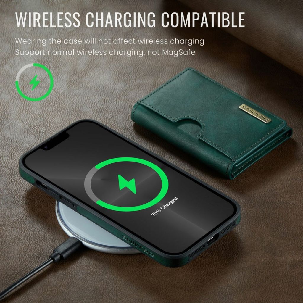 DG.MING iPhone 13 Pro Lompakkokuori Magneettinen - Vihreä