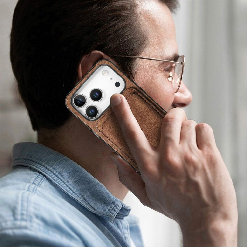 iPhone 17 Pro Max-deksel med avtakbar kortholder – brun