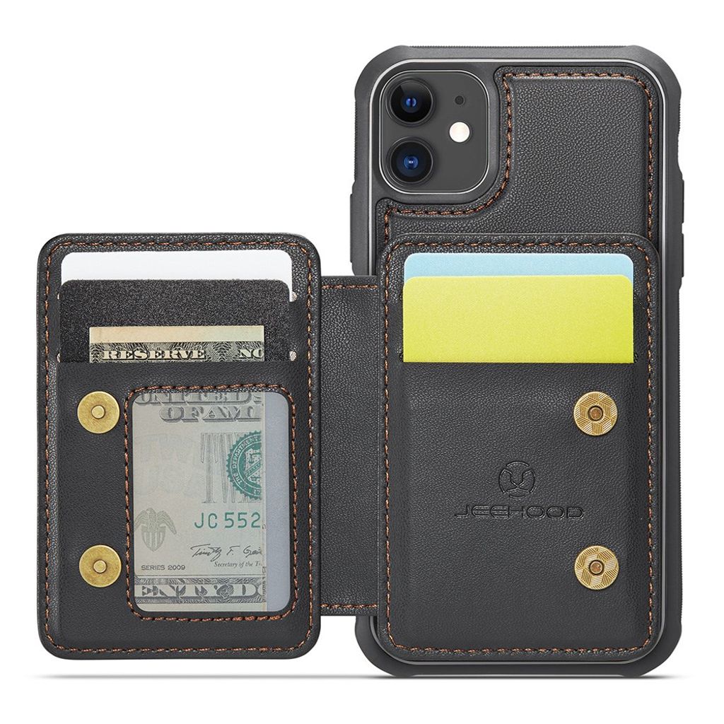 JEEHOOD iPhone 11 Lompakkokuori Irrotettava Korttipussi – Musta