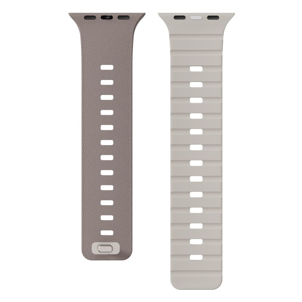 Apple Watch 42/41/40/38mm Klockarmband i texturerat silikon - Grå/Vit