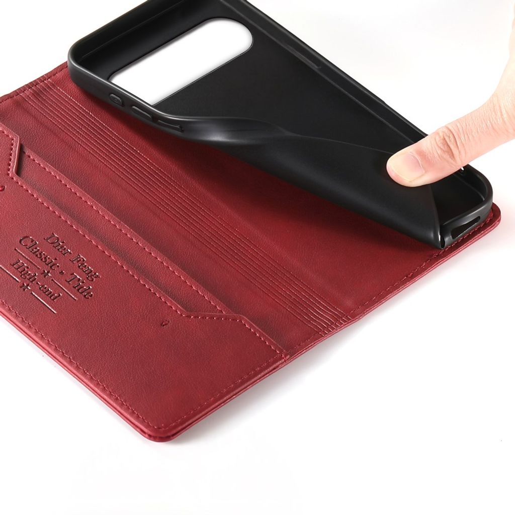 DIETFENG Google Pixel 11 Pro XL Plånboksfodral med RFID-blockering - Röd