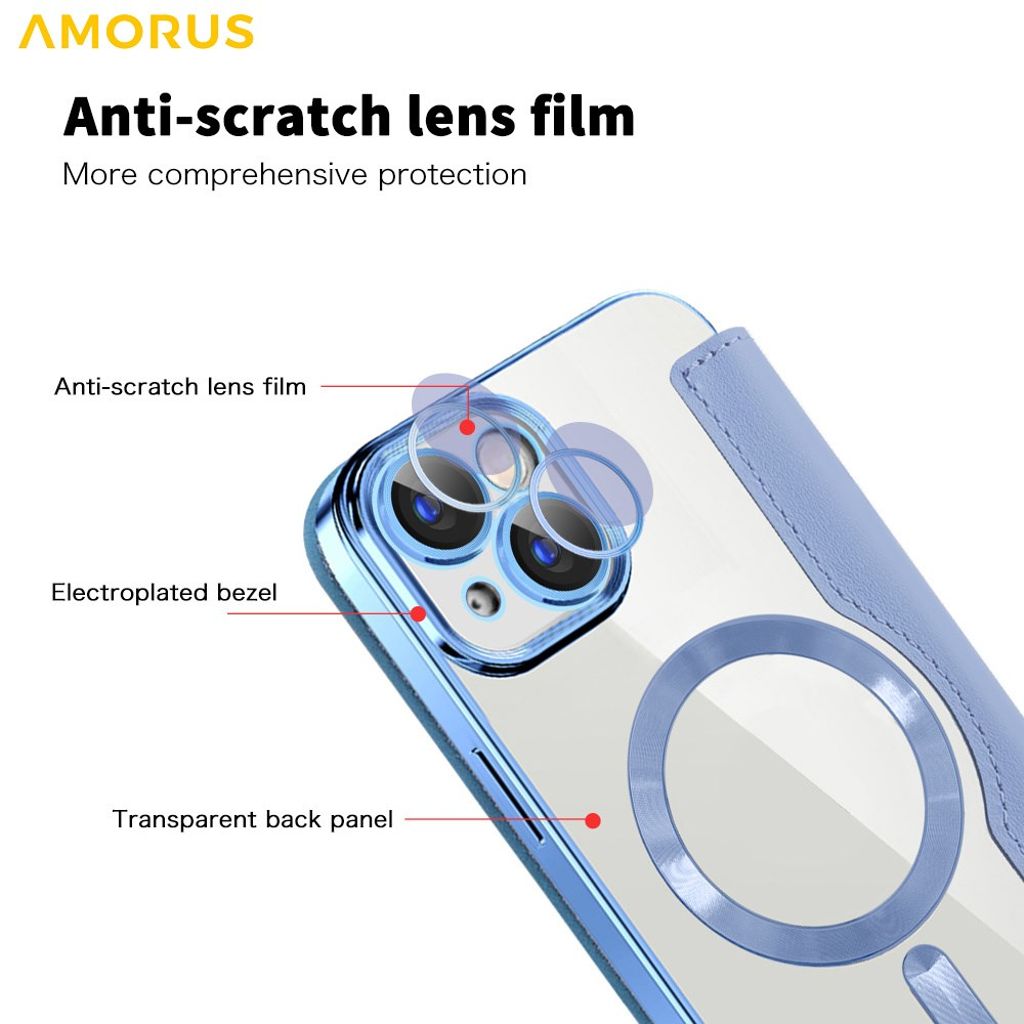 AMORUS iPhone 15 Fodral med MagSafe - Ljusblå