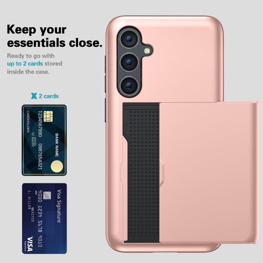 Samsung Galaxy A55 5G cover med slide kortholder - Sort