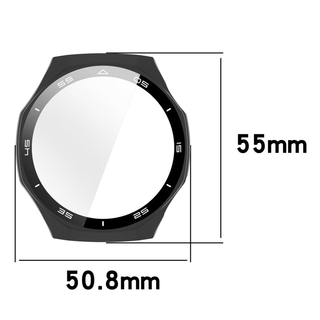 Huawei Watch GT 6 Pro 46 mm:n suojakuori karkaistulla lasisella näytönsuojalla – musta