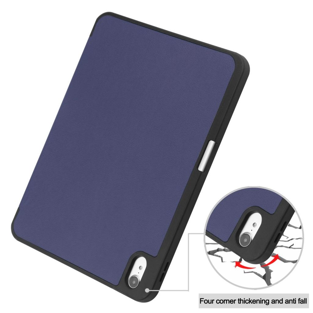 iPad A16 11" 2025/10.9" 2024 Tri-fold flip cover i PU-læder med holder til styluspen - Blå
