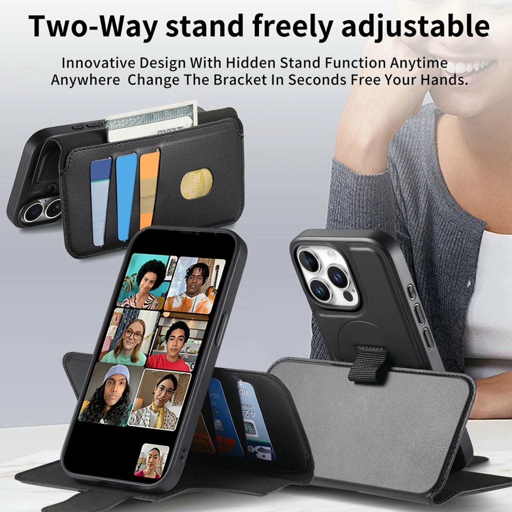 CASENEO iPhone 15 Pro MagSafe Wallet Cover RFID Blocking - Black