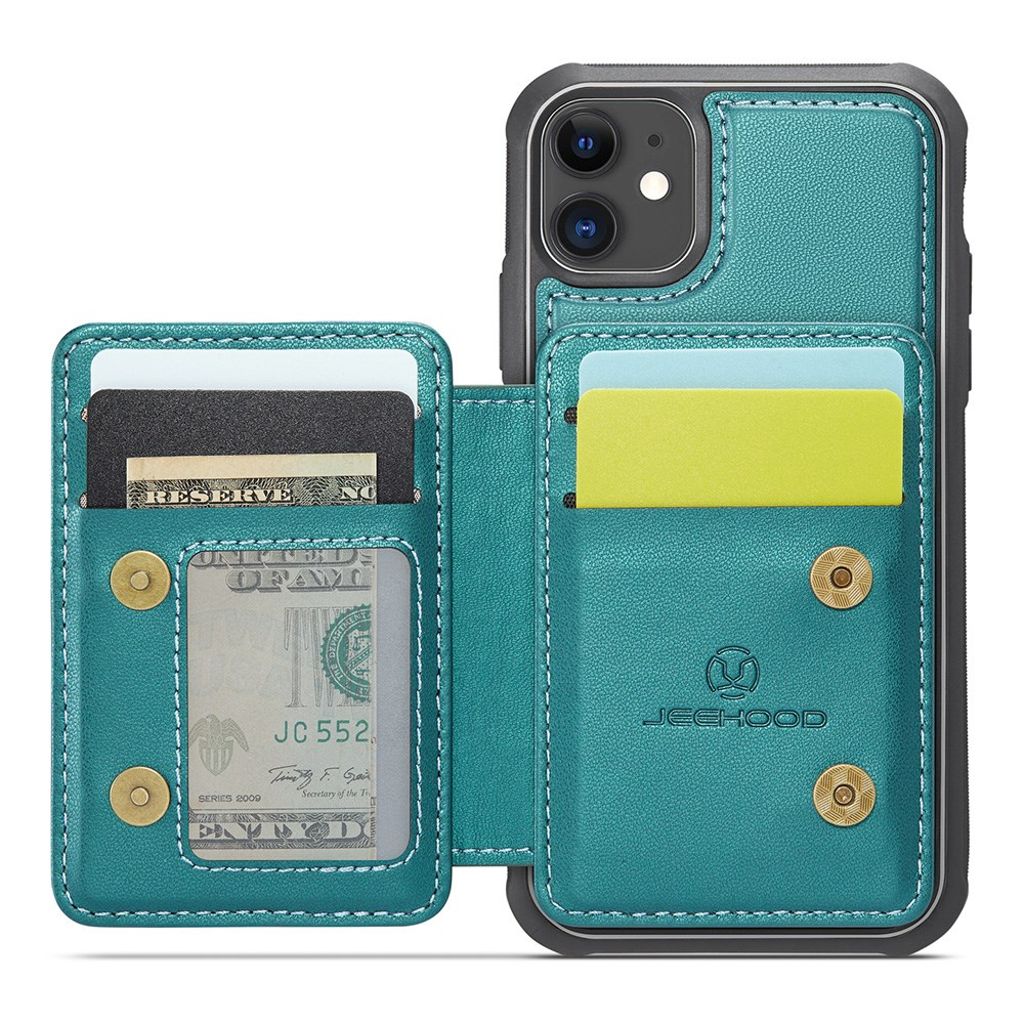 JEEHOOD iPhone 11 Kuori Irrotettava Magneettinen Kortin Haltija – Syaani