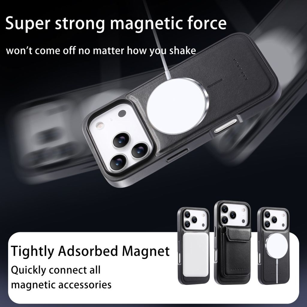 CASENO iPhone 18 Pro/17 Pro Deksel MagSafe Avtakbar Kortholder - Svart