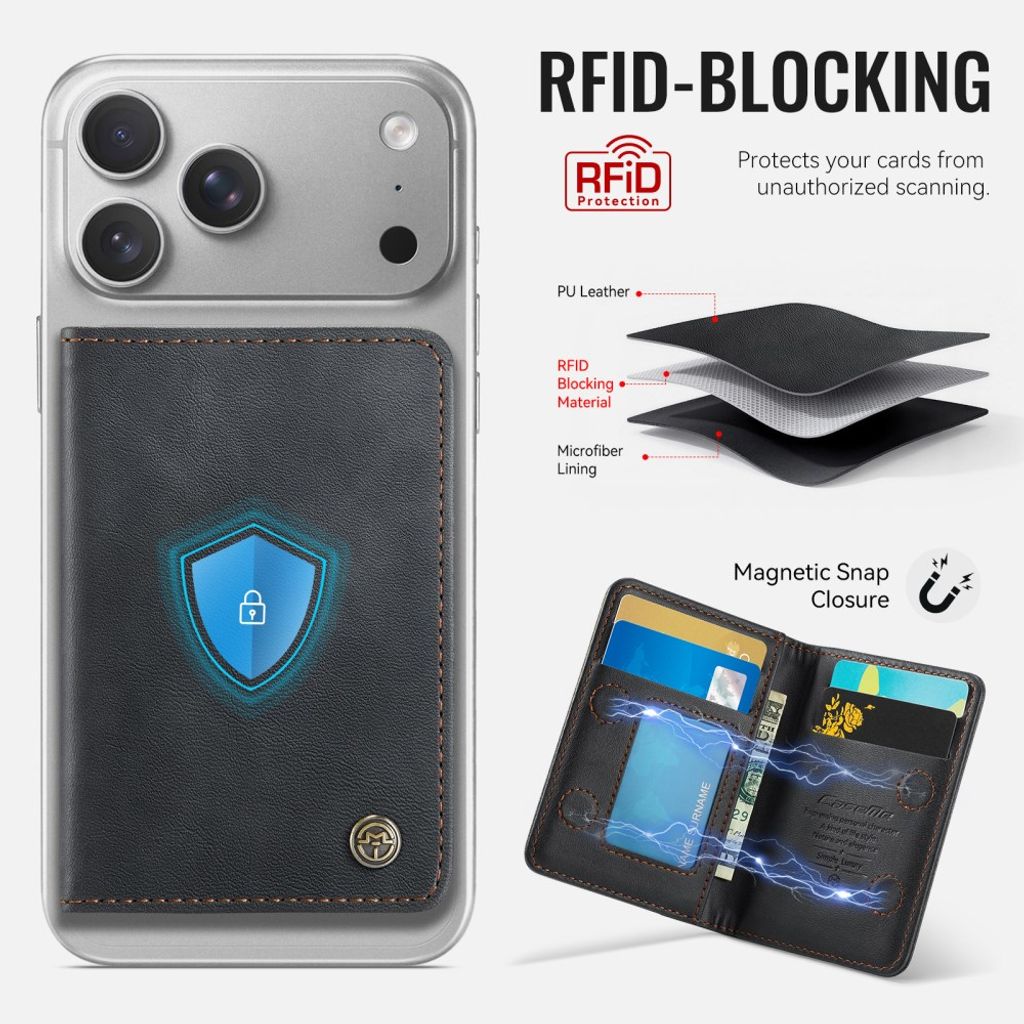 CASEME ME80 MagSafe RFID-lompakko jalustalla – musta