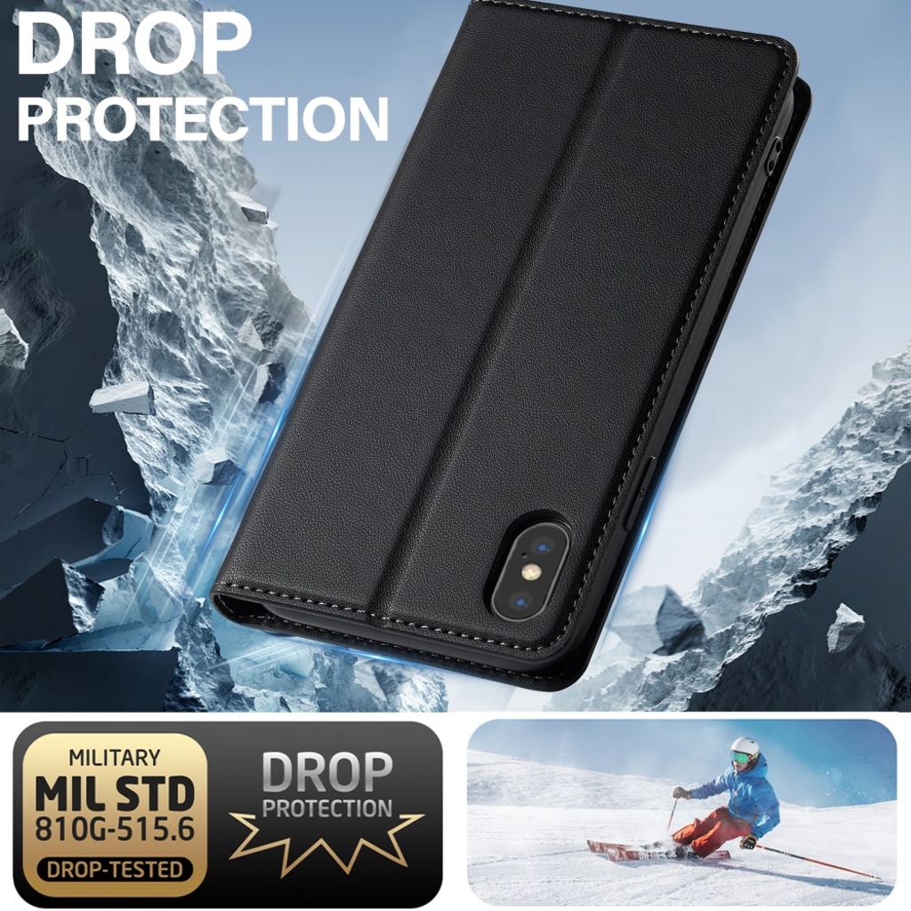 LC.IMEEKE iPhone XS Max Pungetui med Stativ og Kortholder – Sort