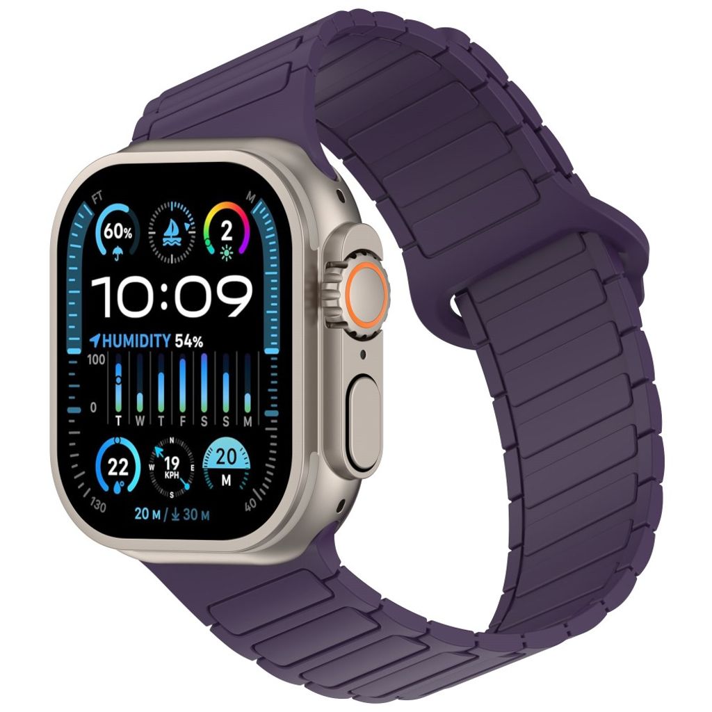 Apple Watch 49/46/44/42mm Klockarmband i Silikon Magnetisk Loop - Lila