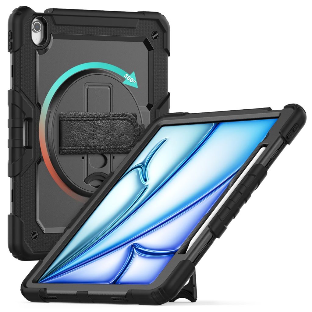 iPad Air 13" 2026/2025/2024 Cover med skærmbeskyttelse og skulderrem - Sort