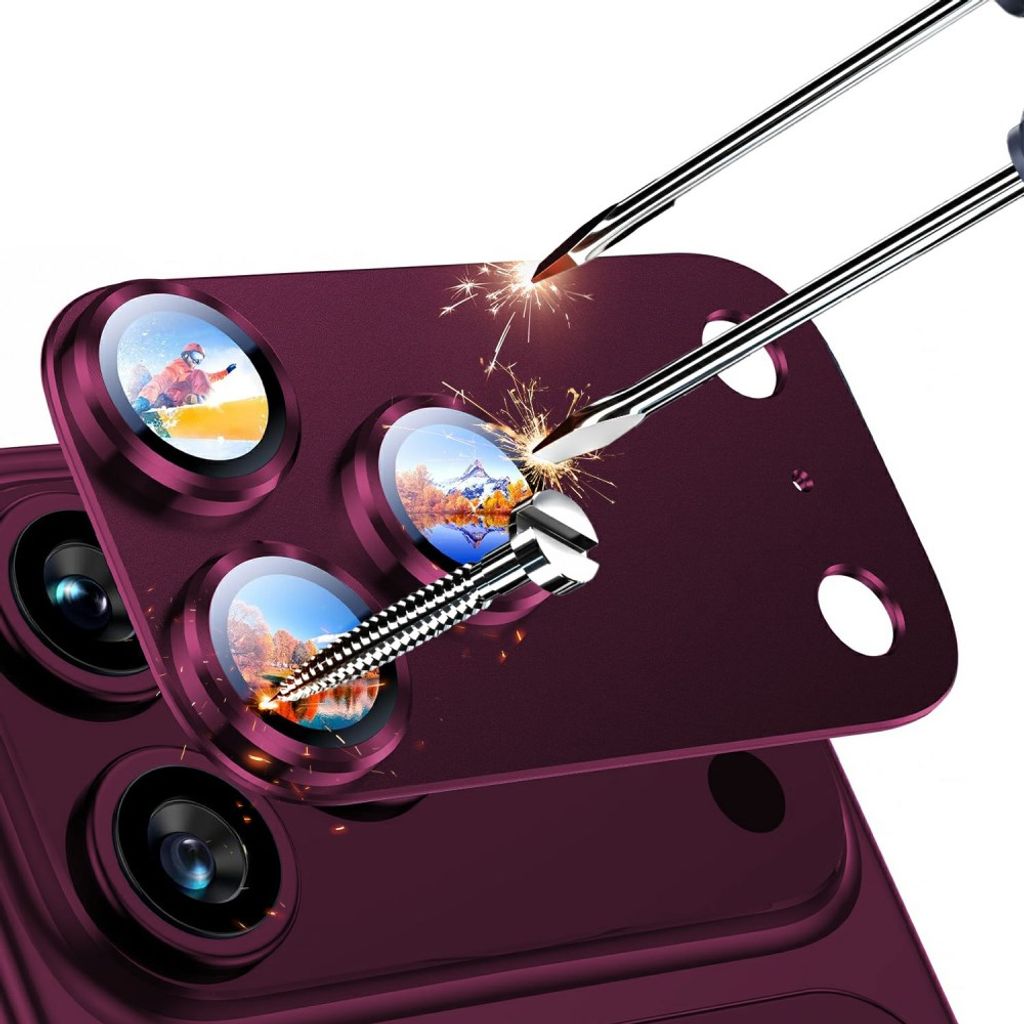RURIHAI iPhone 18 Pro Max Kameralinssin suoja alumiinikehyksellä - Tummanvioletti