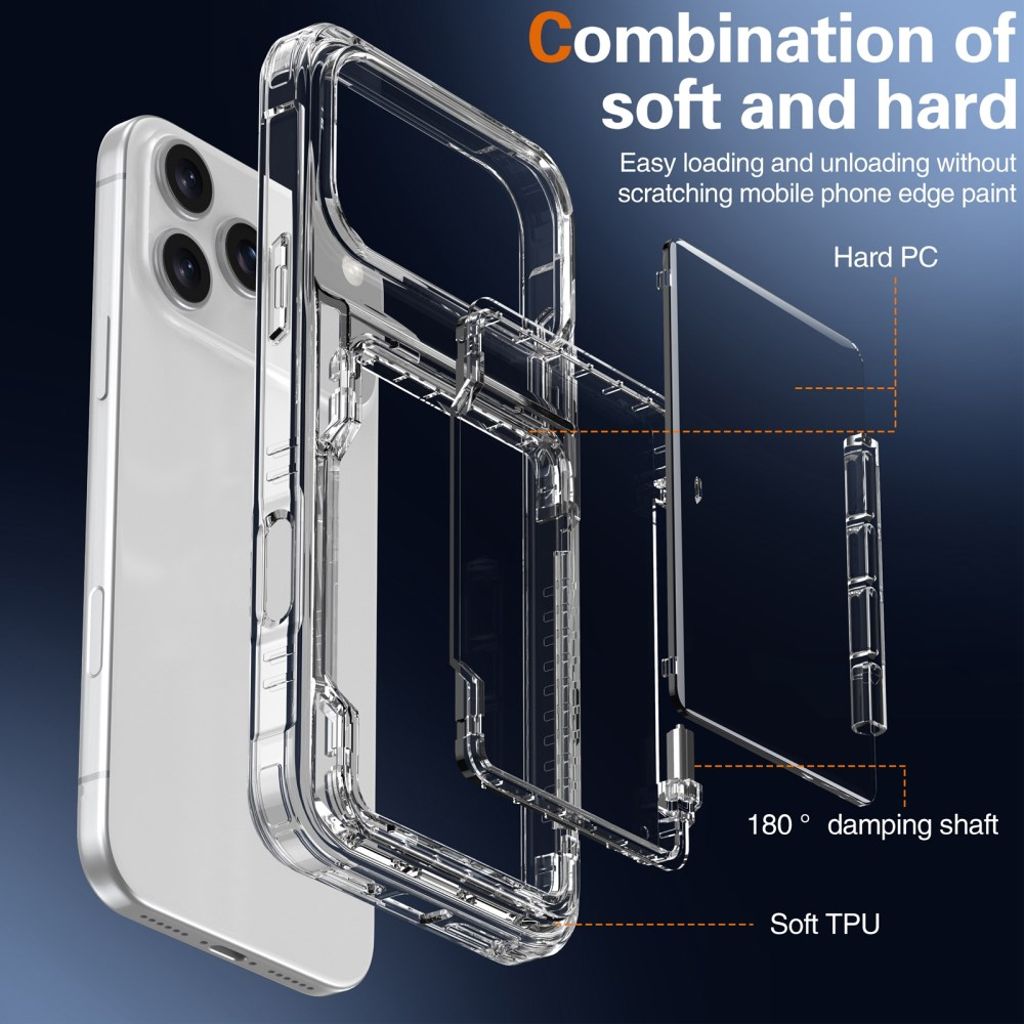 iPhone 17 Pro Max Skal med stativ och kortfack – Transparent