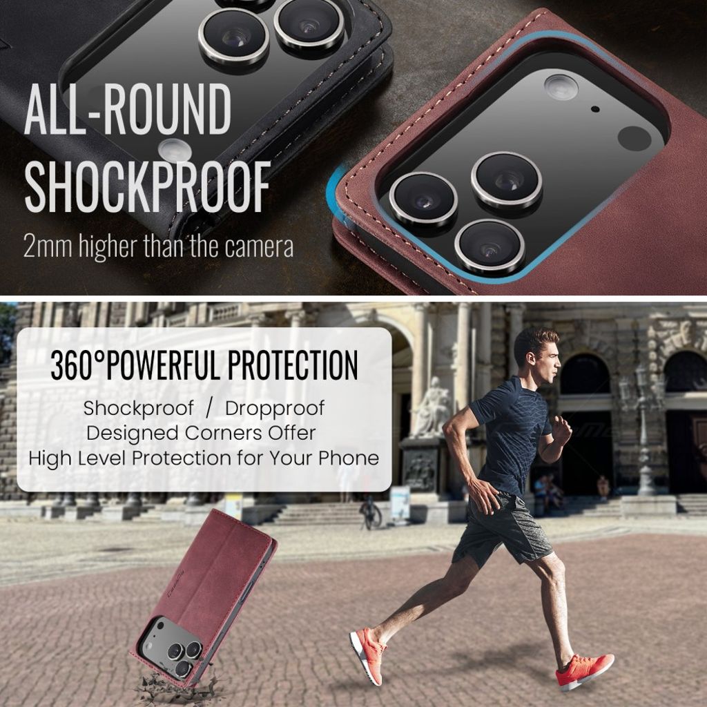 CASEME iPhone 17 Pro Max Lommeboketui med Kortspor - Rød