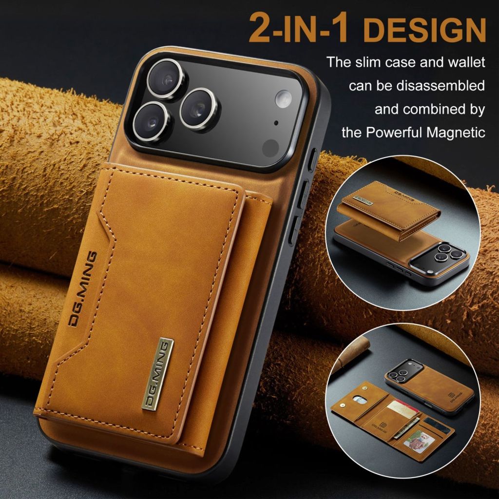 DG.MING iPhone 17 Pro Max Deksel med Lommebok - Brun