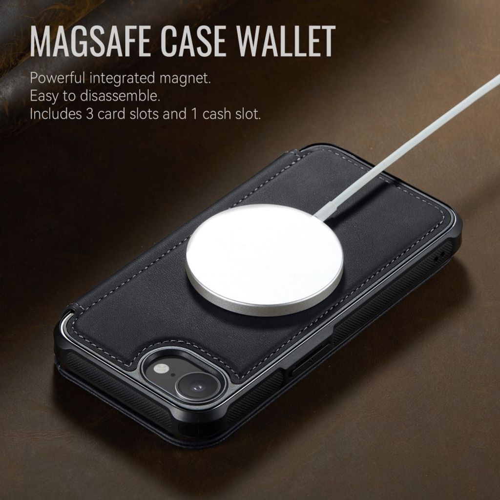 CASEME 053 iPhone 16e/iPhone 17e Lommeboketui MagSafe RFID Blokkerende - Svart