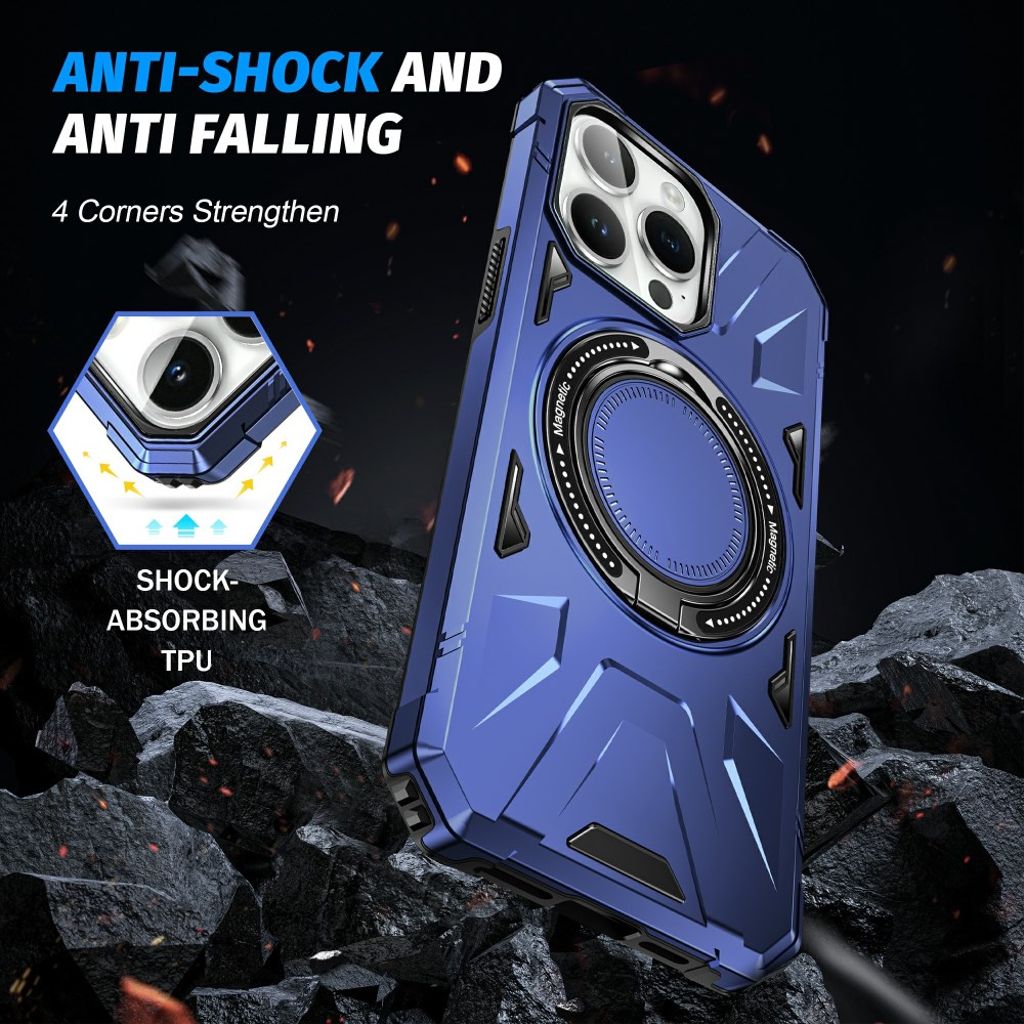 iPhone 12 Pro Max Cover med Ringholder - Mørkeblå