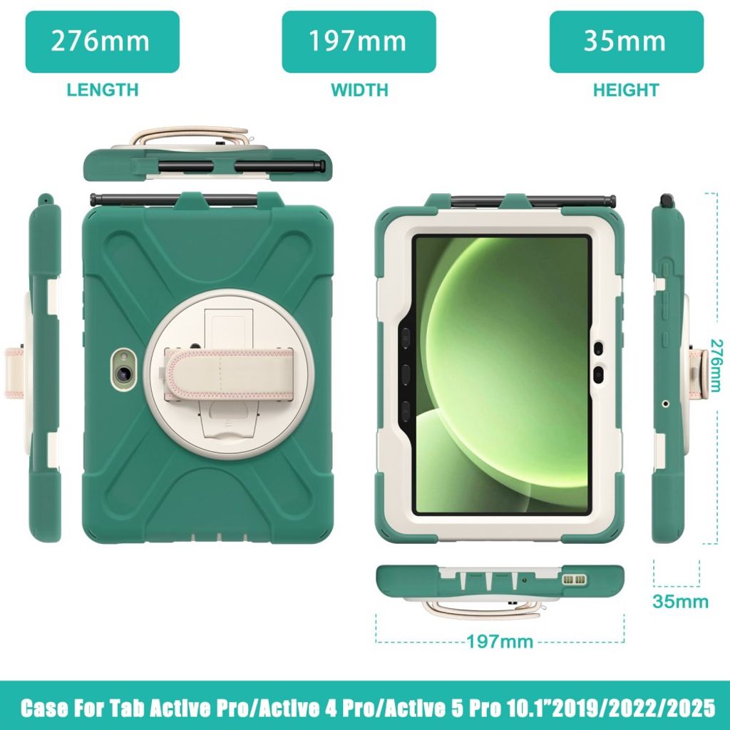 Samsung Galaxy Tab Active5 Pro/Pro/Active4 Pro Hybrid Deksel med Stativ – Smaragdgrønn