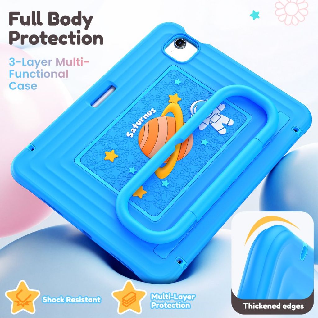 Lasten kuori jalustalla iPad Airille/Prolle 11" - vaaleansininen