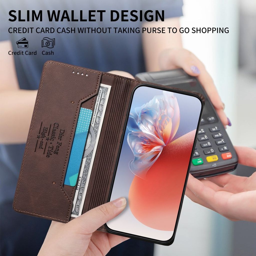 DIERFENG iPhone 18 Pro/17 Pro Lommeboketui RFID-blokkerende - Mørk brun