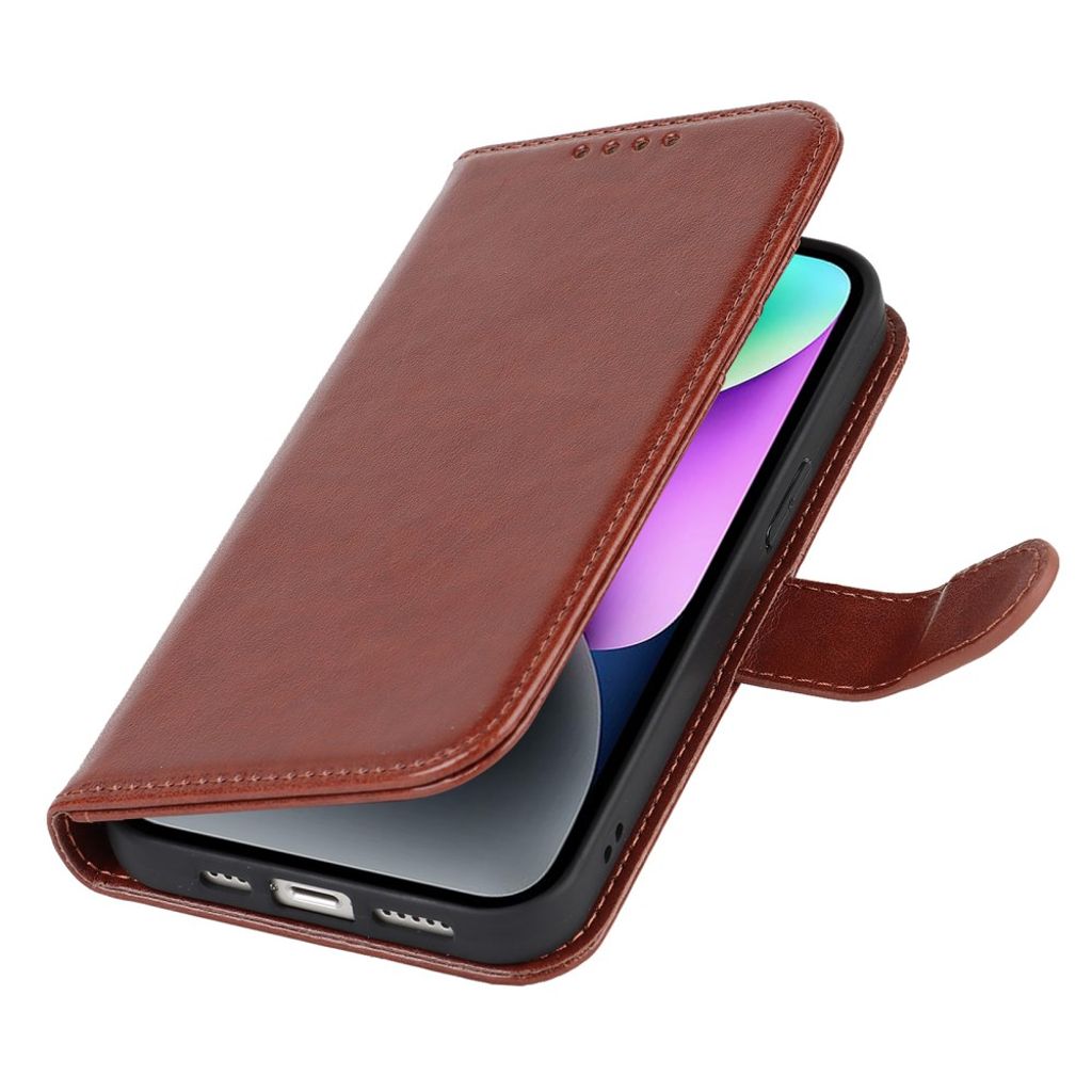iPhone 14 Plus Lommeboketui med Stativ - Brun