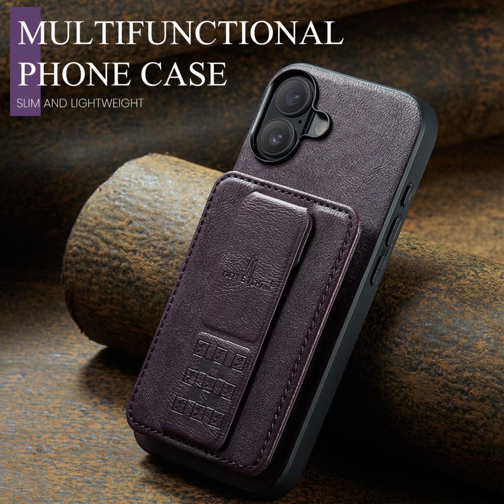 FIERRE SHANN iPhone 16 Case with Card slots - Purple